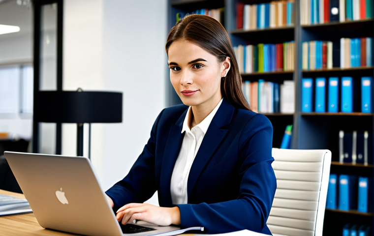 **
A confident professional woman in a modern office setting, fully clothed in a tailored business suit, working at a desk with a laptop. The background includes blurred office elements like bookshelves and coworkers. Perfect anatomy, correct proportions, natural pose, well-formed hands, proper finger count, professional lighting, safe for work, appropriate content, fully clothed, professional.
**