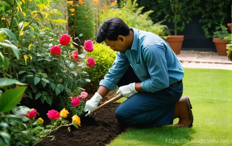 조경 회사 취업에 유리한 조건 - **Prompt 1: Hands-on Cultivation and Learning**
    A young, focused landscape professional, wearing...