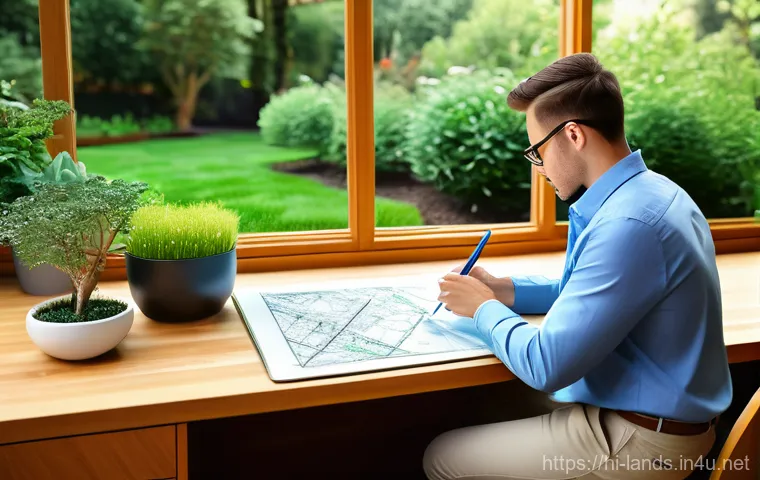 조경 회사 취업에 유리한 조건 - **Prompt 1: Hands-on Cultivation and Learning**
    A young, focused landscape professional, wearing...