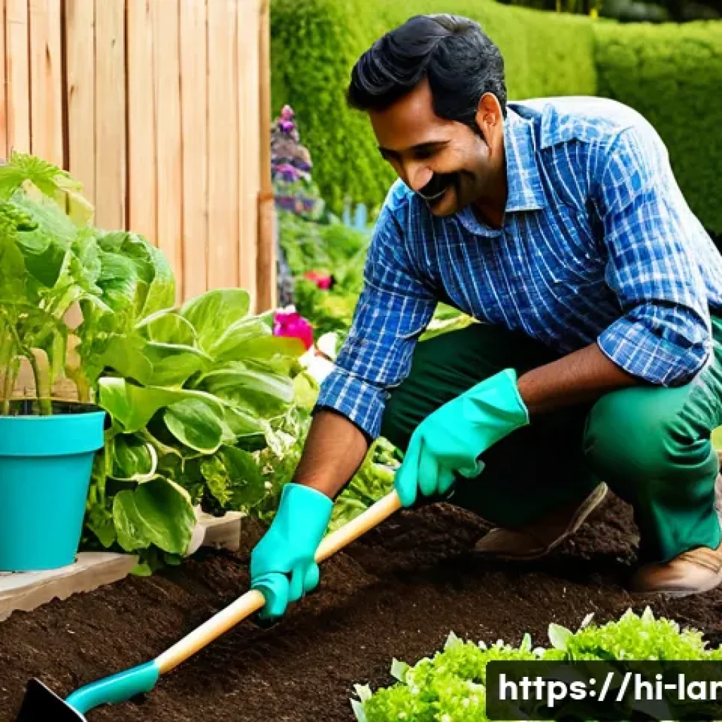 조경 실무에서 필요한 도구와 장비 - **Prompt 1: The Dedicated Gardener and Essential Tools**
    "A cheerful Indian man in his late 30s,...