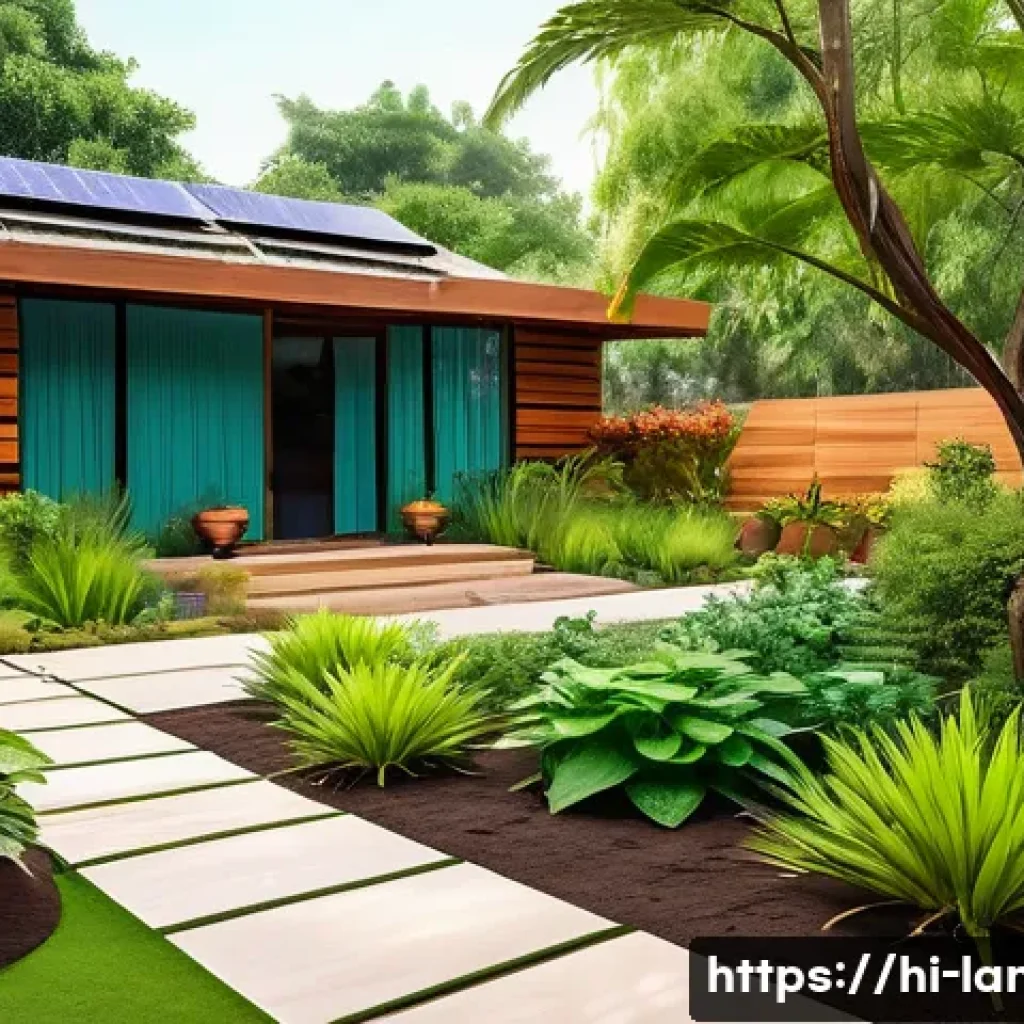 조경 전문가로서의 자기 계발 방법 - A vibrant, eco-friendly landscaped garden in a modern Indian home setting, featuring smart drip irri...