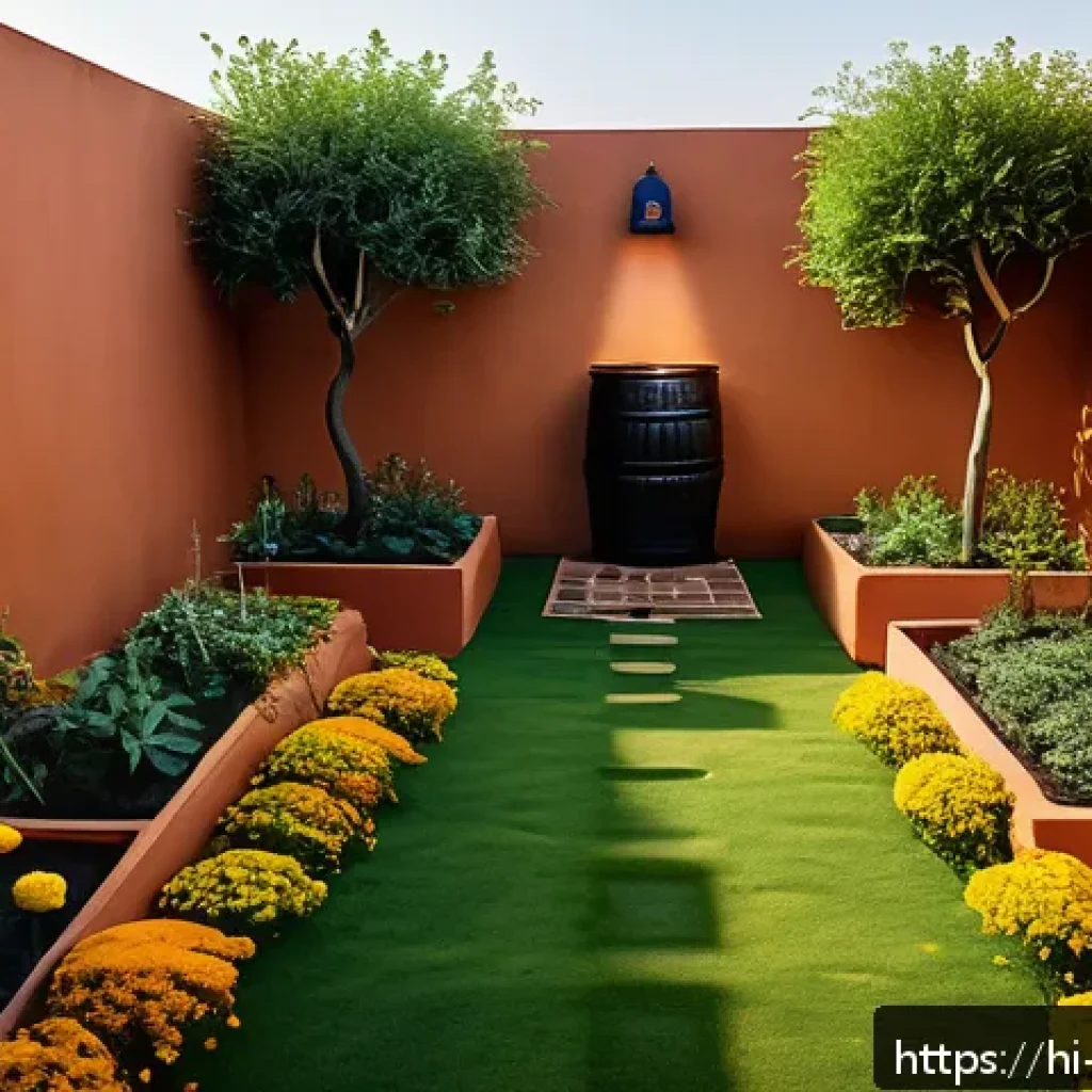 조경 전문가가 되기 위한 경력 설계 - A vibrant and detailed scene of a traditional Indian courtyard garden designed with sustainable land...